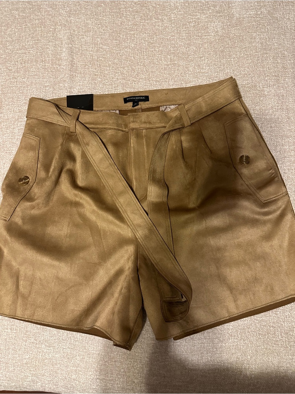 Banana Republic Brown Tie-Waist Leather Bermuda Shorts
